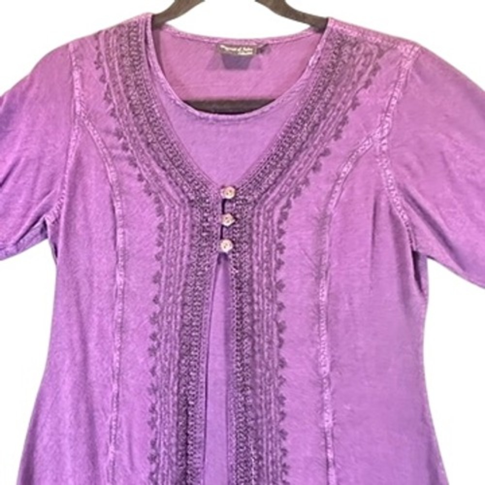 Embroidered Midi Peasant Dress Boho Sz L Fairycore Renaissance Fair Cottagecore